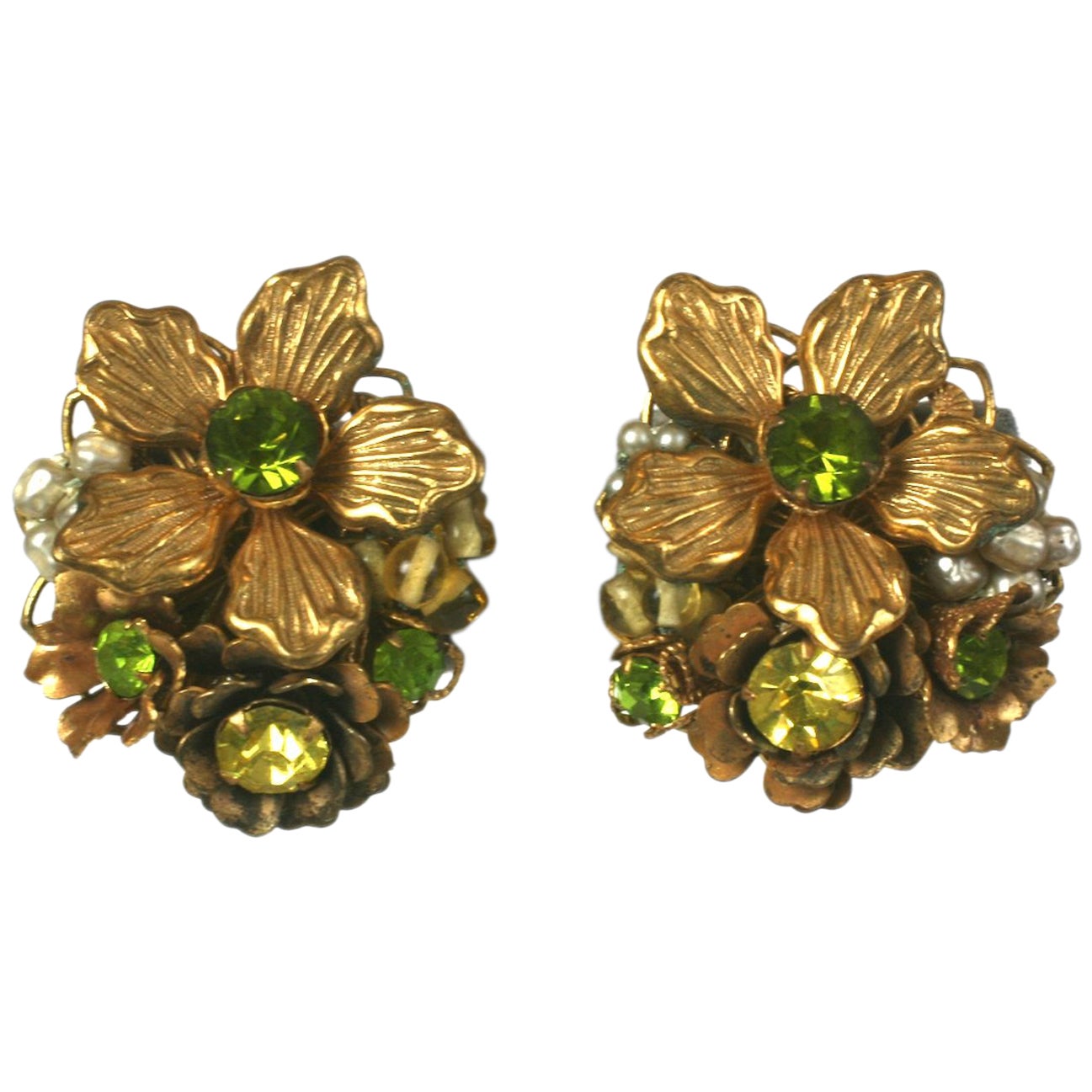 De Mario Flower Bouquet Earclips For Sale at 1stDibs