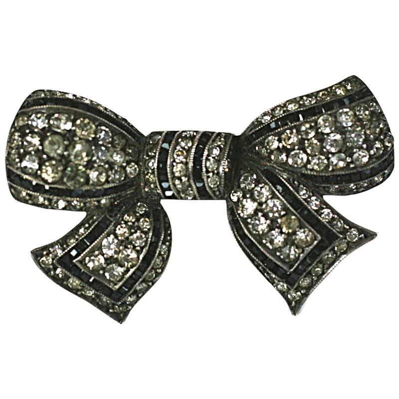 Art Deco Crystal Paste Bow Brooch For Sale