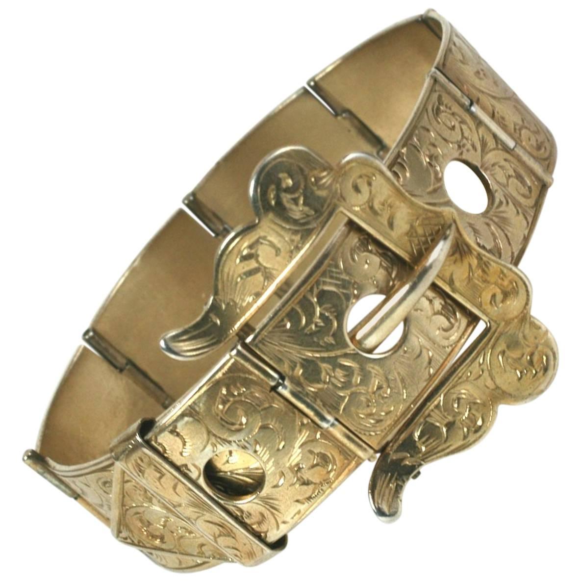 Viktorianisches viktorianisches Armband mit geätzter Schnalle  im Angebot