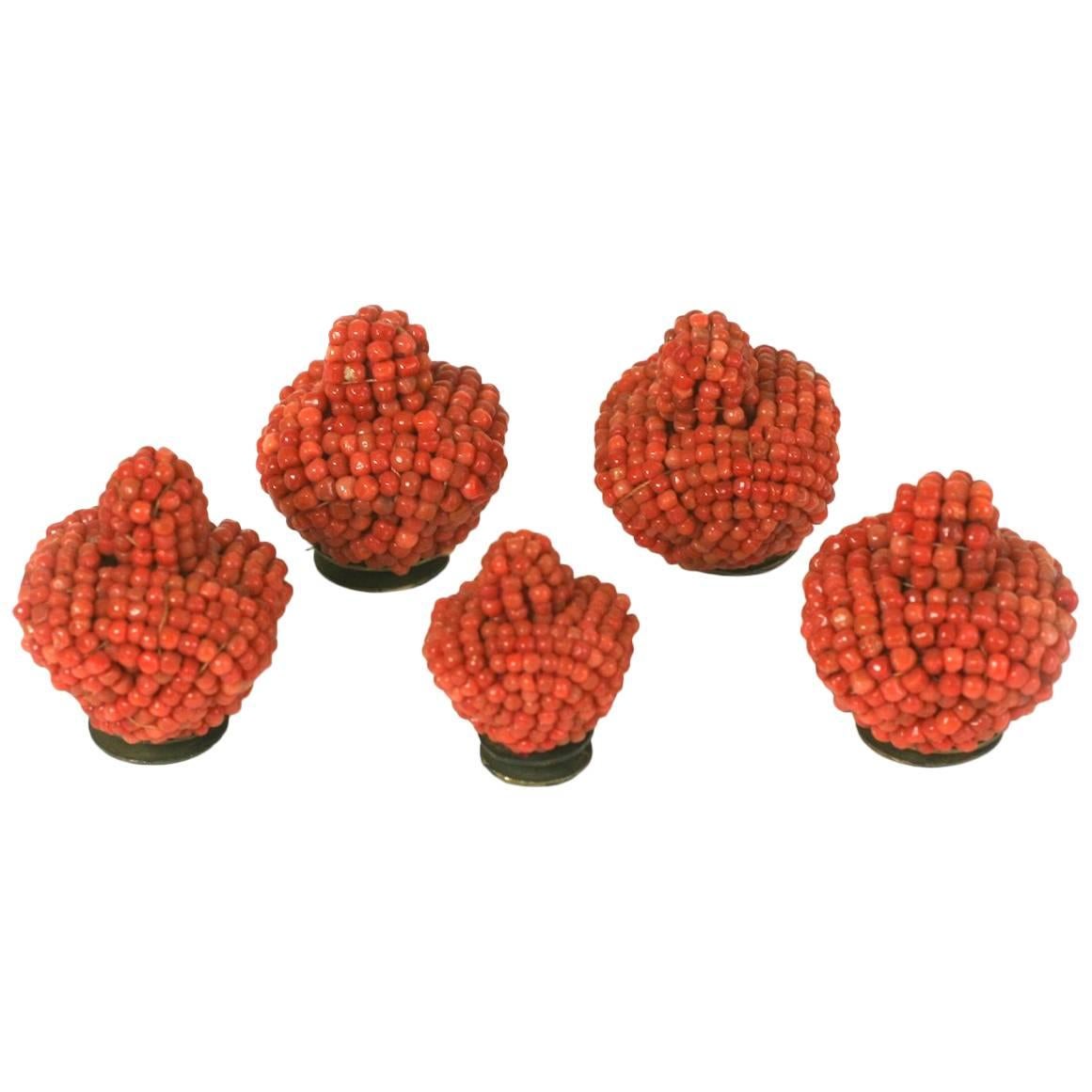 Antique Chinese Coral Hat Finials