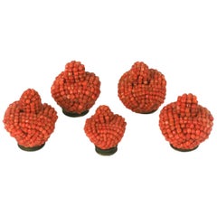 Antique chinois Coral Hat Finials