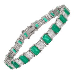925 Sterling Silver Green White Zircon Tennis Bracelet Wedding Gift for Her