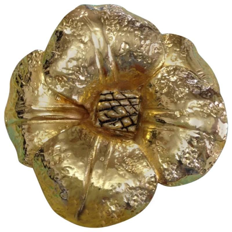 Vintage Yves Saint Laurent rive gauche rose, camellia flower pin brooch.  For Sale