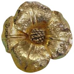 Vintage Yves Saint Laurent rive gauche rose, camellia flower pin brooch. 