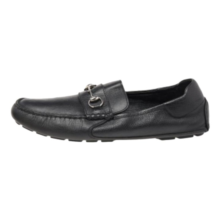 Mocasines Gucci Black Leather Horsebit Slip On Talla 46.5