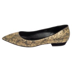 Giuseppe Zanotti Metallic Gold  Textile Fabric  Ballet Flats Size 37