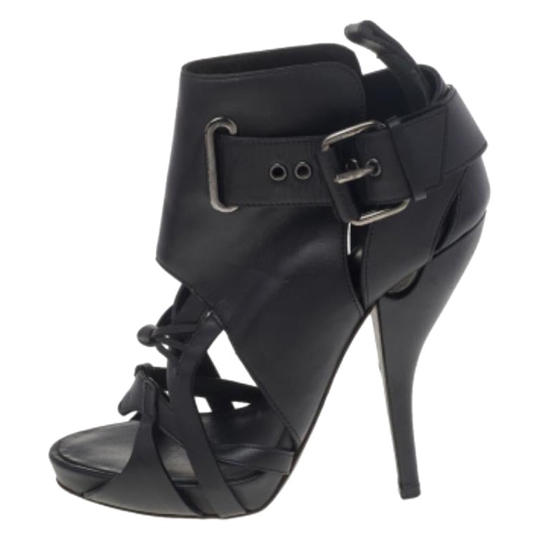 Givenchy Schwarze Leder Riemchenstiefel in Knöchellänge mit Stiefeletten Größe 36,5