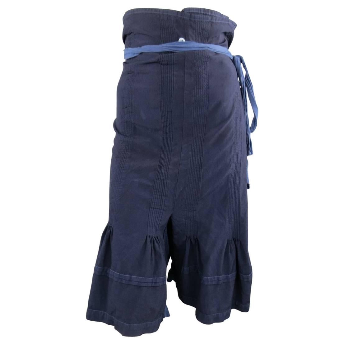 TAO COMME des GARCONS Size S Navy Ruffle Warp Drop Crotch Pants