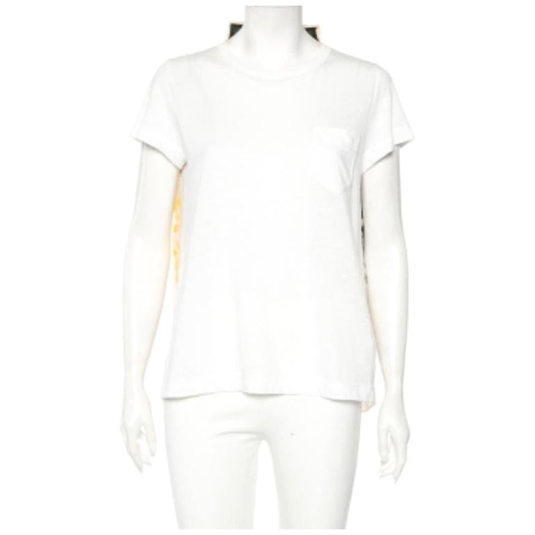 Sacai Multicolore Imprimé dos Chiffon & Lin Tunique T-Shirt S