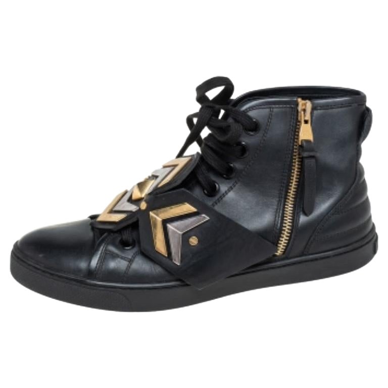 Schwarze Lederstiefel von Louis Vuitton mit Karakoram-Muster aus Punchy, Größe 36