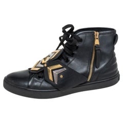 Louis Vuitton - Stivali da ginnastica in pelle nera con motivo Karakoram Taglia 36