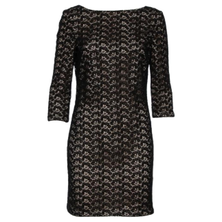 Diane von Furstenberg Schwarzes Kleid mit Blumenmuster und Ausschnitt aus Spitze M
