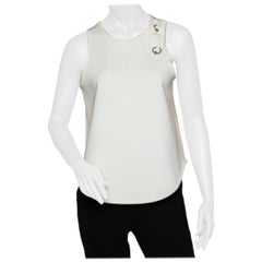 Balenciaga White Knit Embellished Sleeveless Top L