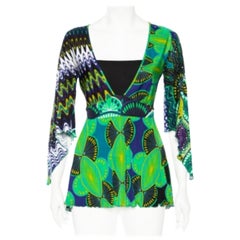 M Missoni Verde Maglia stampata astratta con dettaglio abbellito Tunica M