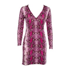 Diane von Furstenberg Purple Animal Print Silk Reina Long Sleeve Dress S