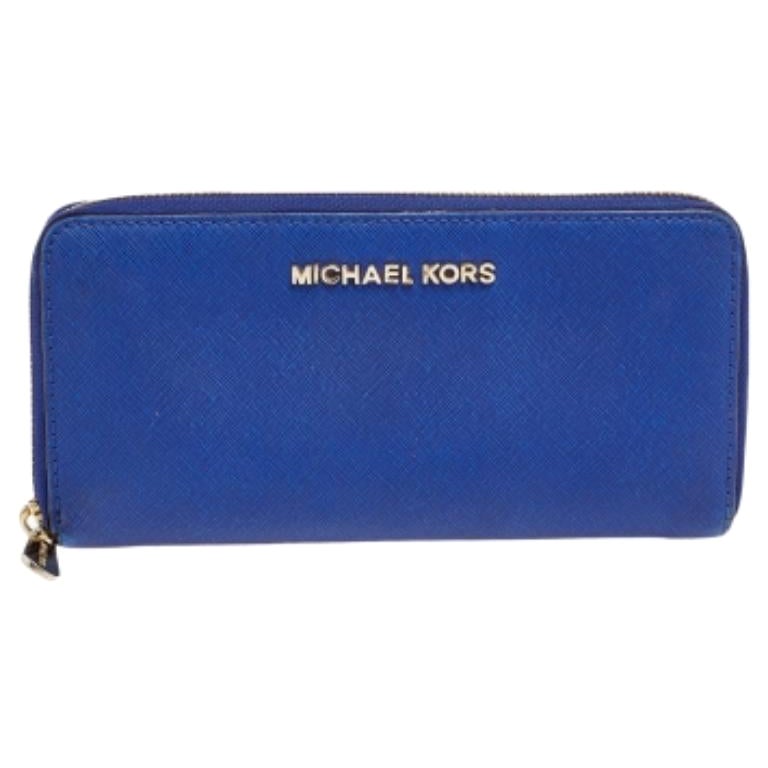Michael Kors - Portefeuille Continental Bedford en cuir bleu