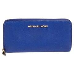 Michael Kors Blue Leather Bedford Continental Wallet