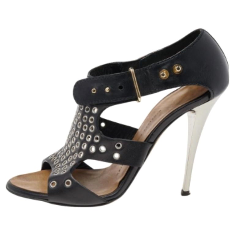 Giuseppe Zanotti Sandalias con tira al tobillo de piel negra y ojales talla 36