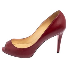 Christian Louboutin Burgundy Leather Yoyo Pumps Size 36.5