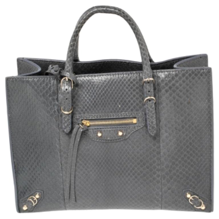 Balenciaga Tote A6 in pitone grigio scuro