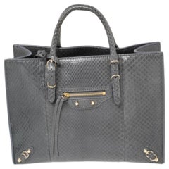 Balenciaga Dark Grey Python Papier A6 Tote