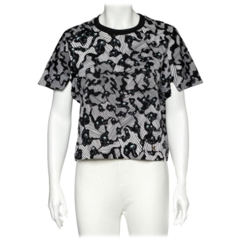 Kenzo Schwarzes Sweatshirt aus Baumwolle mit abstraktem Druck in Kurzform L