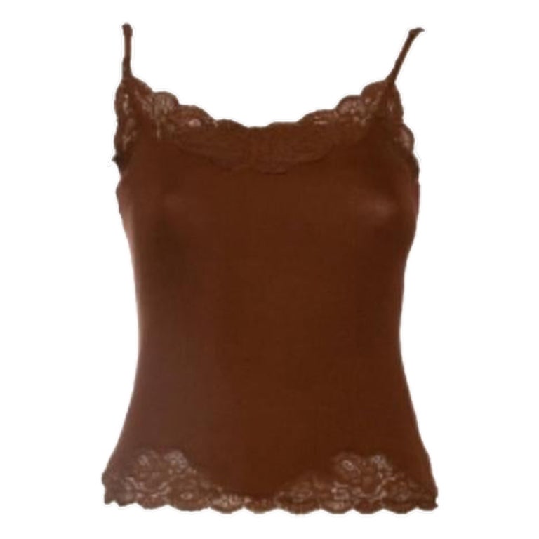 Caraco sans manches en maille et dentelle, coloris Brown, Ralph Brown S