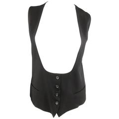 ANN DEMEULEMEESTER10 Black Virgin Wool Plunge Back Straps Vest 3