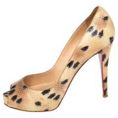 Christian Louboutin Beige/Black Snakeskin   Prive  pumps Size 38