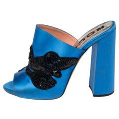 Rochas Bleu Satin Embelli  Sandales Mule taille 36