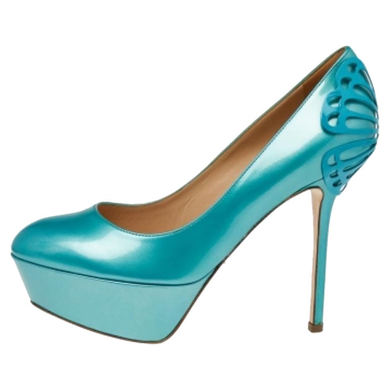 Sergio Rossi Green Patent Leather Butterfly Plaque Platform Pumps Size 36