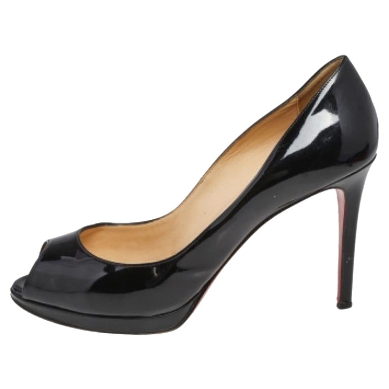 Christian Louboutin  Black Patent Leather New Prive  Pumps Size 38.5