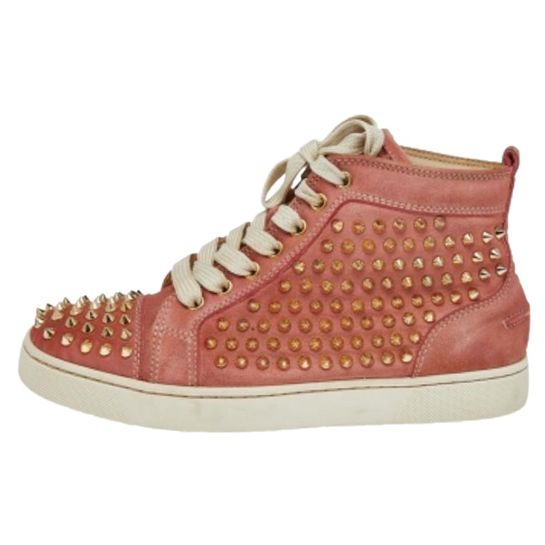 Christian Louboutin Nubuck verschönerte Louis Orlato Mid Top Turnschuhe Größe 38