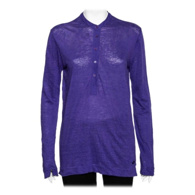 Polo Loro Piana viola a maniche lunghe T S