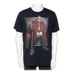 R13 Navy Blue Cotton Biggie Throne Curtis Printed Short Sleeve T-Shirt L