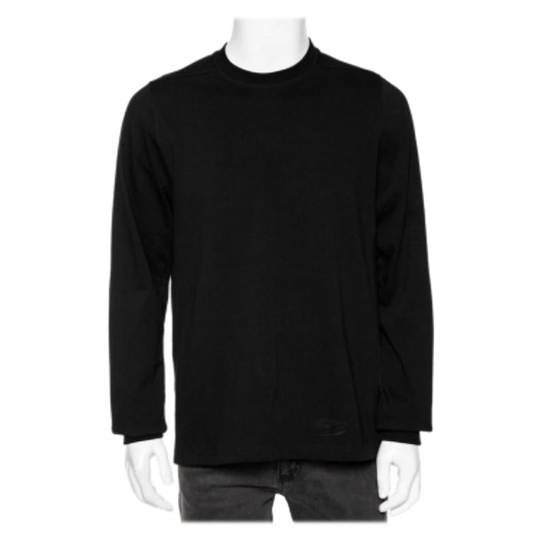 Rick Owens Schwarzes langärmeliges Vega Combo Pullovershirt mit Crewneck aus Strick