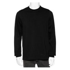 Rick Owens Schwarzes langärmeliges Vega Combo Pullovershirt mit Crewneck aus Strick