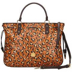 MCM Brown Animal Print Leather Tote Bag 8