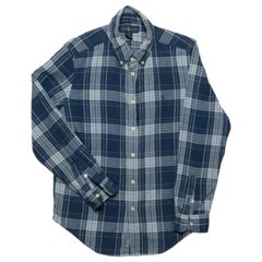 Ralph Lauren - Camicia in cotone a scacchi blu con bottoni davanti L.