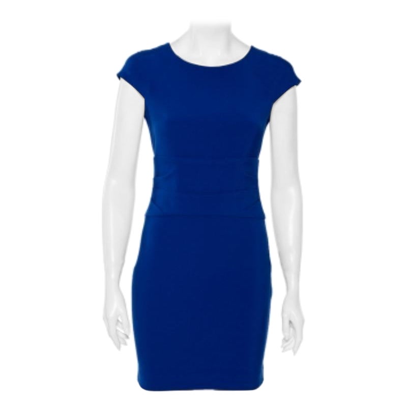 Diane von Furstenberg Blau gestricktes Kleid mit geraffter Taille S