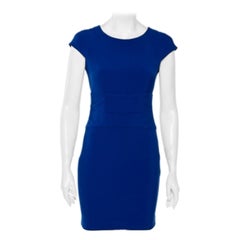 Used Diane Von Furstenberg Blue Knit Ruched Waist Detailed Dress S