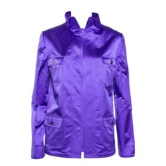 Dolce & Gabbana Lila Seiden-Satin-Jacke mit Knopfleiste M
