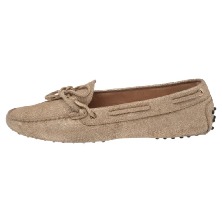 Mocassini con fiocco in tela oro metallizzato Tod's taglia 42
