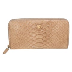 Chanel Beige Python Zip Around Wallet
