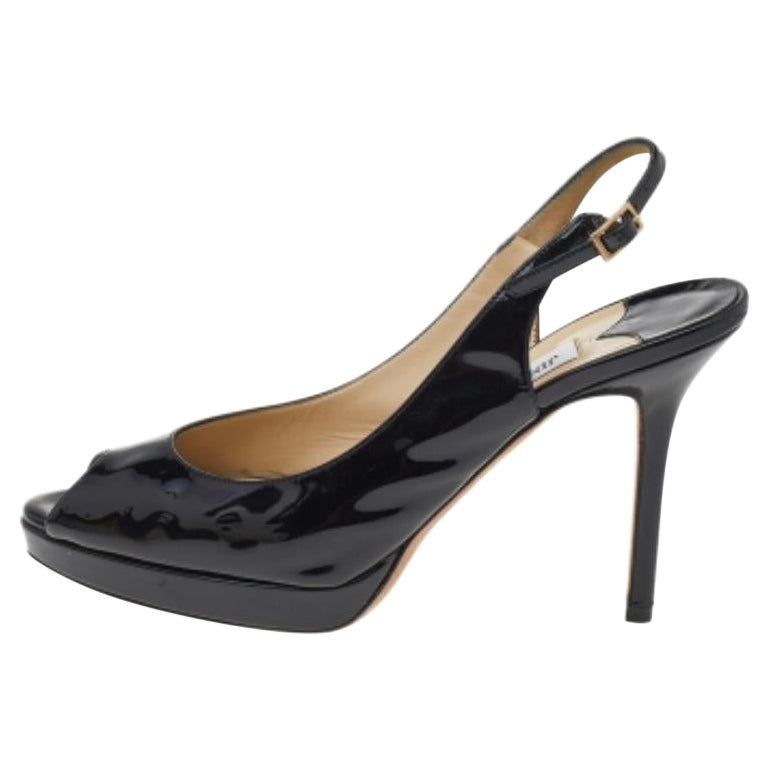 Jimmy Choo - Sandales à lanières en cuir verni noir Taille 38