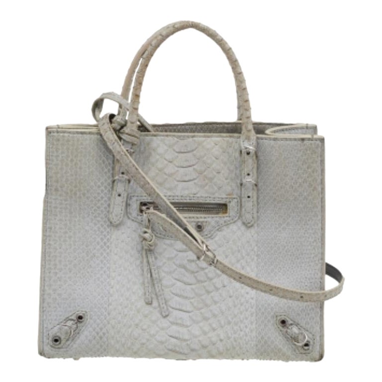 Balenciaga Fourre-tout A6 gris clair en cuir python papier