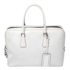 Used Prada Off-white Saffiano Leather Bauletto Bag