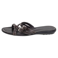 Tod's - Chaussures à boucles en cuir brun foncé - Taille 38