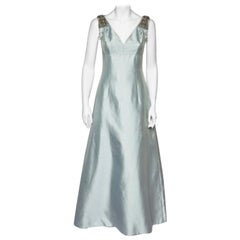 Prada Eisblau Wolle & Seide verschönertes Detail ärmelloses Kleid S
