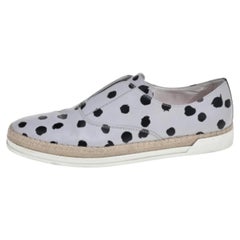 Tod's Alpargata negra Dot Dot Impresa Piel Francesina Zapatillas Slip On Talla 39.5